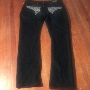 Black silver studded robins jeans